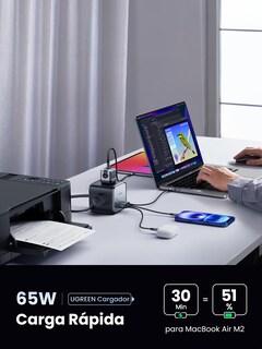 Foto 2 | Foto 2 | Ugreen Regleta De Alimentación 65w Gan Cargador Multicontacto Usb 1.8m Cable De Extensión Con 3ac 1250w Y 4 Usb Puertos Carga