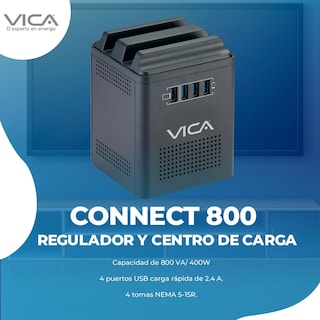 Foto 6 | Foto 6 | Vica Regulador Electrónico De Voltaje Y Centro De Carga Para Celular 800 Va / 400 W 4 Tomas De Corriente Y 4 Puertos Usb.