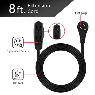 Foto 2 | Foto 2 | Ge 56991 - Cable De Extensión Plano De 3 Tomacorrientes De 8 Pies Con Múltiples Tomacorrientes De 3 Puntas Cable De Extensión D