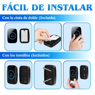 Foto 6 | Foto 6 | Lostrain Timbre Inalámbrico Impermeable Timbre De Puerta 1 Transmisor Y 2 Receptor Con 60 Melodías 5 Niveles De Volumen Modo De