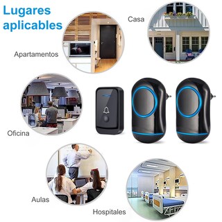 Foto 4 | Foto 4 | Tuqi Timbre Inalámbrico Para Casa Exterior 1 Transmisor Y 2 Receptor Botón Impermeable Ajustable Alcance A 300 Metros Con 52