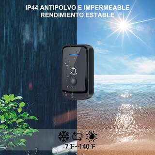 Foto 5 | Foto 5 | Tuqi Timbre Inalámbrico Para Casa Exterior 1 Transmisor Y 2 Receptor Botón Impermeable Ajustable Alcance A 300 Metros Con 52