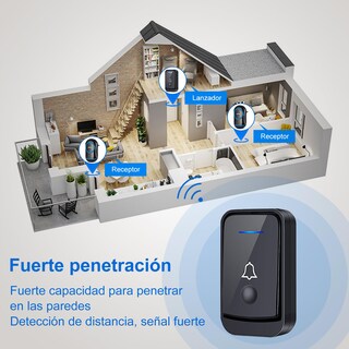 Foto 6 | Foto 6 | Tuqi Timbre Inalámbrico Para Casa Exterior 1 Transmisor Y 2 Receptor Botón Impermeable Ajustable Alcance A 300 Metros Con 52
