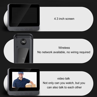 Foto 2 | Foto 2 | Yunseity Inalámbrico De Videoportero Con Timbre Cámara De Videoportero Con Visión Nocturna Wifi 1080p Con Monitor Lente Gran A