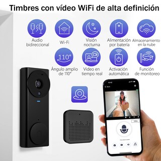 Foto 7 | Foto 7 | Dokyw Video Timbre Inteligente Timbre Con Camara Para Exterior Disparo Gran Angular De 110°, Audio Bidireccional Función De V