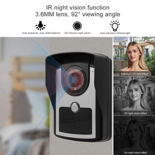 Foto 7 | Foto 7 | Sonew Kit De Timbre De Video 7 Pulgadas Cámara Lcd Intercomunicador Videoportero De Interfono Con Cámara De Visión Nocturna