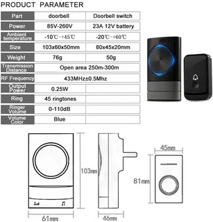 Foto 4 | Foto 4 | Carywon - Timbre Inalámbrico Para Casa Timbres Inalámbricos Para Puerta Con 1 Transmisor Y 2 Receptor 200 Metros De Alcance Co