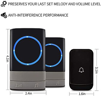 Foto 6 | Foto 6 | Carywon - Timbre Inalámbrico Para Casa Timbres Inalámbricos Para Puerta Con 1 Transmisor Y 2 Receptor 200 Metros De Alcance Co