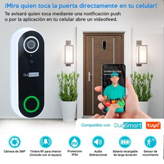 Foto 2 | Foto 2 | Duosmart Videoportero Wifi Con Cámara De 2mp Recargable Batería Incluida Con Timbre Compatible Con App