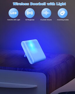 Foto 4 | Foto 4 | Kit De Timbre Inalámbrico Timbre De Puerta Con Botón Inalámbrico Para Personas Mayores Sordas Que Llaman Con 7 Tipos De Tonos D