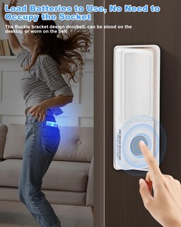 Foto 6 | Foto 6 | Kit De Timbre Inalámbrico Timbre De Puerta Con Botón Inalámbrico Para Personas Mayores Sordas Que Llaman Con 7 Tipos De Tonos D