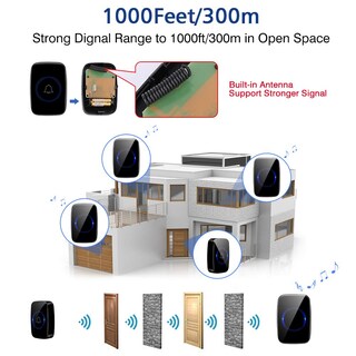 Foto 4 | Foto 4 | Timbre Inalámbrico Kit De Timbre Con 2 Receptores Y 1 Transmisor Rango De Trabajo De 1000 Pies Timbre A Prueba De Agua Con Mo