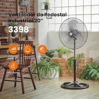 Ventilador De Pedestal Pie Mytek 3398 20 Pulgadas Metálico Cantidad De Aspas 3 Estructura Negro Aspas Gris Diámetro 50.8 Cm Frec