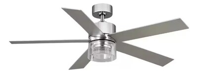 Foto 1 | Foto 1 | Ventilador De Techo Para Interior De 52'' De Vidrio Con Led Cantidad De Aspas 5 Estructura Cromo Aspas Cromo Diámetro 52 Materia