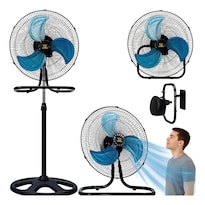 Ventilador 18 Pedestal 3 En 1 Potente Turbo Silencioso 45 Cm 60 Hz Negro Azul Metalico Aluminio 3