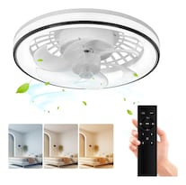 Ventilador De Techo Megaluz Ventilador Lv34w12 Con 6 Palas De Plástico Color Blanco Estructura Color Blanco/leche/negro 33.02cm