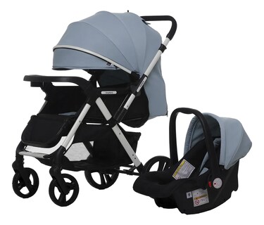 Foto 1 | Foto 1 | Carriola Plegable Con Portabebé Calidad Premium Color Azul Acero Chasis Gris