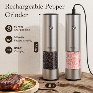 Foto 4 | Foto 4 | Juego De Molinillos De Sal Y Pimienta Ultrean Recargable De Acero Inoxidable - Venta Internacional.