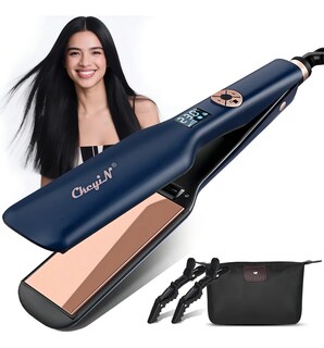 Foto 1 | Foto 1 | Plancha Ckeyin Azul Cerámica Turmalina Placas Anchas 44mm Control Temperatura Lcd