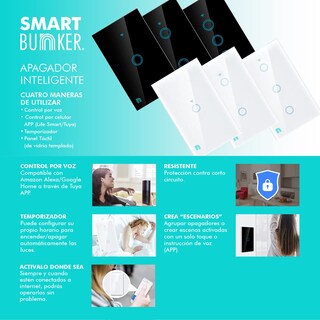 Foto 6 | Foto 6 | Bunker Interruptor Inteligente Táctil Wifi 1 Botón Negro