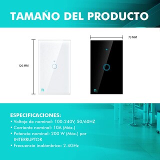 Foto 7 | Foto 7 | Bunker Interruptor Inteligente Táctil Wifi 1 Botón Negro