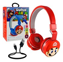 Audífonos Bluetooth Inalámbricos Súper Mario Mp3 Memoria Color Rojo