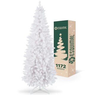 Foto 1 | Foto 1 | Árbol De Navidad Esquimal Pino Tipo Lápiz Estilo Canadiense 2.20m Blanco Nacarado