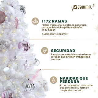 Foto 2 | Foto 2 | Árbol De Navidad Esquimal Pino Tipo Lápiz Estilo Canadiense 2.20m Blanco Nacarado