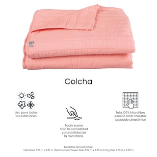Foto 7 | Foto 7 | Colcha Trinity Color Rosa King Size + Sábanas Basic