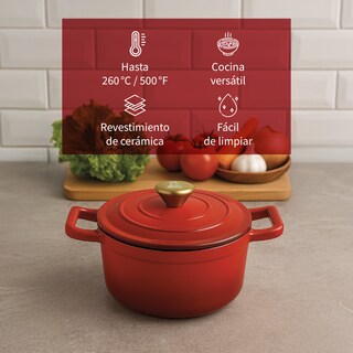 Foto 4 | Foto 4 | Cacerola Hierro Fundido Esmaltada Cocina Olla 4lts Zentra Rojo