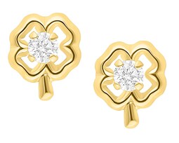 Broquel Trebol Silueta Mini Circonia Oro 10k Horoz V12 C455