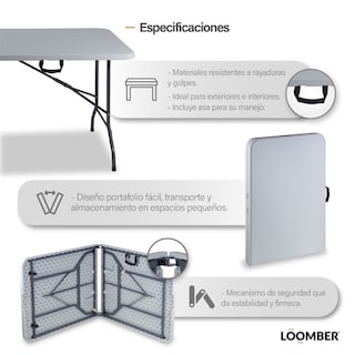 Foto 5 | Foto 5 | Mesas Plegables Blancas Loomber Paquete 2 Piezas