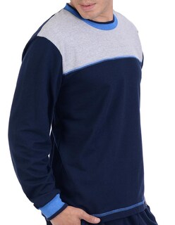 Foto 4 | Foto 4 | Pijama Michel Blanc Manga Larga y Pantalón Azul con Gris