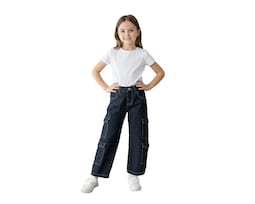Jeans Cargo Para Niña Ocean Point En Color Azul Y Negro Estilo Urbano