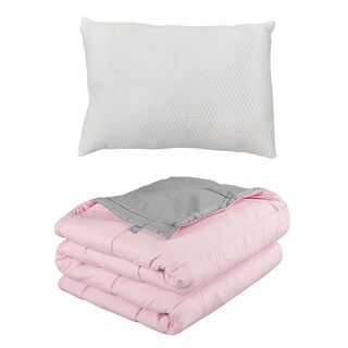 Foto 1 | Foto 1 | Edredón Doble Vista Rogga Rosa-gris Perla Individual + Almohada Frosty