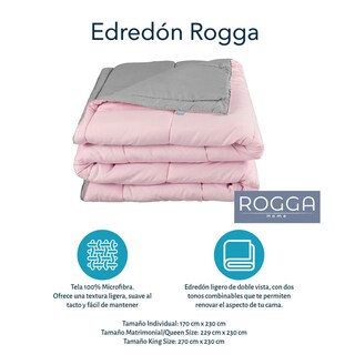 Foto 5 | Foto 5 | Edredón Doble Vista Rogga Rosa-gris Perla Individual + Almohada Frosty