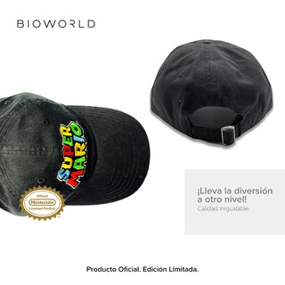 Foto 4 | Foto 4 | Bioworld Gorra Baseball Super Mario - Logo Clásico Ajustable Algodón Color Negro Oficial Nintendo Original