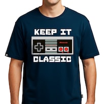 Playera Nintendo Hombre Mujer Azul Marino Keep It Classic Nintendo Oficial
