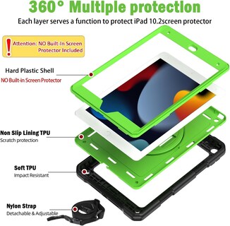 Foto 3 | Foto 3 | Funda Bmouo Para Ipad De 10 2 Pulgadas De 9.ª 8.ª Y 7.ª Generación A Prueba De Golpes Verde - Venta Internacional.