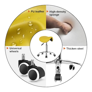 Foto 5 | Foto 5 | Taburete Giratorio Kktoner De Piel Sintética Con Ruedas - Venta Internacional.