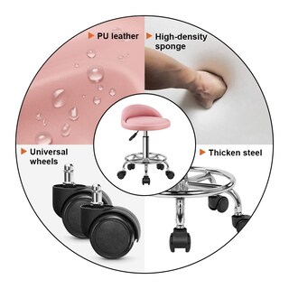 Foto 6 | Foto 6 | Taburete Rodante Kktoner De Piel Sintética Ajustable En Altura Con Reposapiés - Venta Internacional.