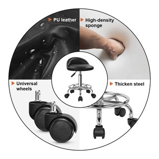 Foto 6 | Foto 6 | Taburete Rodante Kktoner De Piel Sintética Ajustable En Altura Con Reposapiés - Venta Internacional.