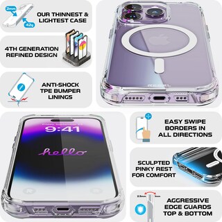 Foto 4 | Foto 4 | Funda Transparente Rebel Para Iphone 14 Pro De 6.1 Pulgadas Crystal Gen. 4 Magsafe - Venta Internacional.