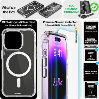 Foto 6 | Foto 6 | Funda Transparente Rebel Para Iphone 14 Pro De 6.1 Pulgadas Crystal Gen. 4 Magsafe - Venta Internacional.