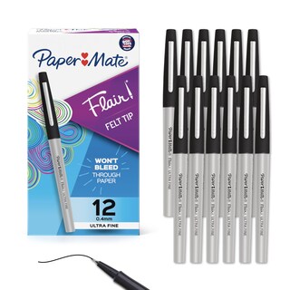 Foto 1 | Foto 1 | Bolígrafos Con Punta De Fieltro Paper Mate Flair De Punta Ultrafina Color Negro 12 - Venta Internacional.
