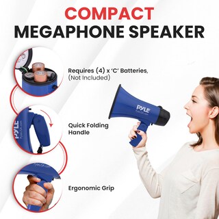 Foto 3 | Foto 3 | Altavoz Megáfono Portátil Pyle Pmp21bl 20w Azul Con Sirena - Venta Internacional.