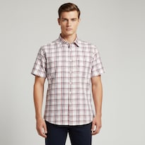 Camisa Michel Blanc Manga Corta Rojo Con Rayas Rojas Y Marino