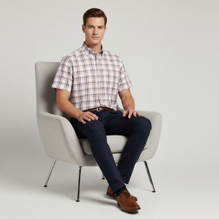 Foto 2 | Foto 2 | Camisa Michel Blanc Manga Corta Rojo Con Rayas Rojas Y Marino