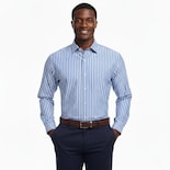 Camisa Michel Blanc Manga Larga Azul Francia Con Rayas Blancas