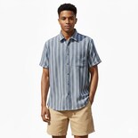 Camisa Michel Blanc Manga Corta Marino Con Rayas Blancas